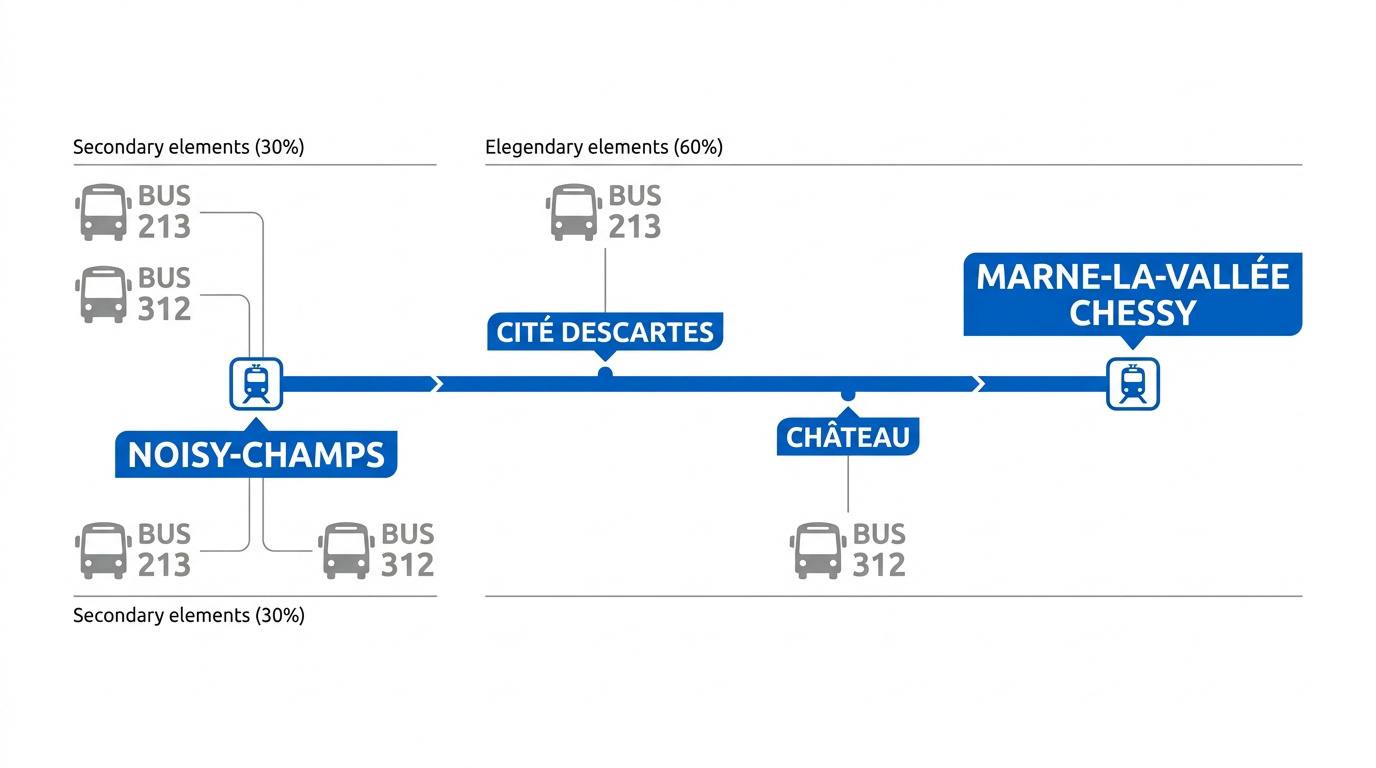 Schéma RER A et bus Marne-la-Vallée Champs-sur-Marne