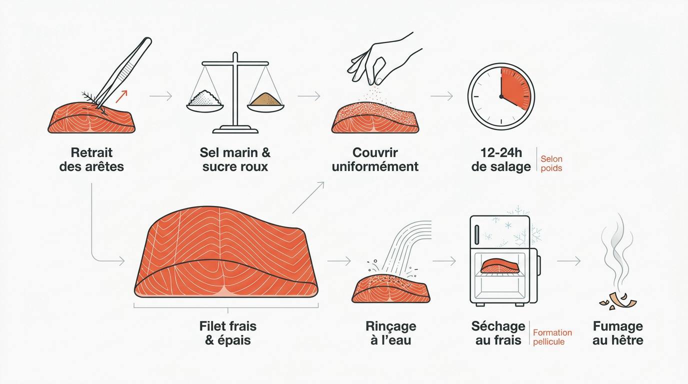 Préparation d'un filet de saumon frais