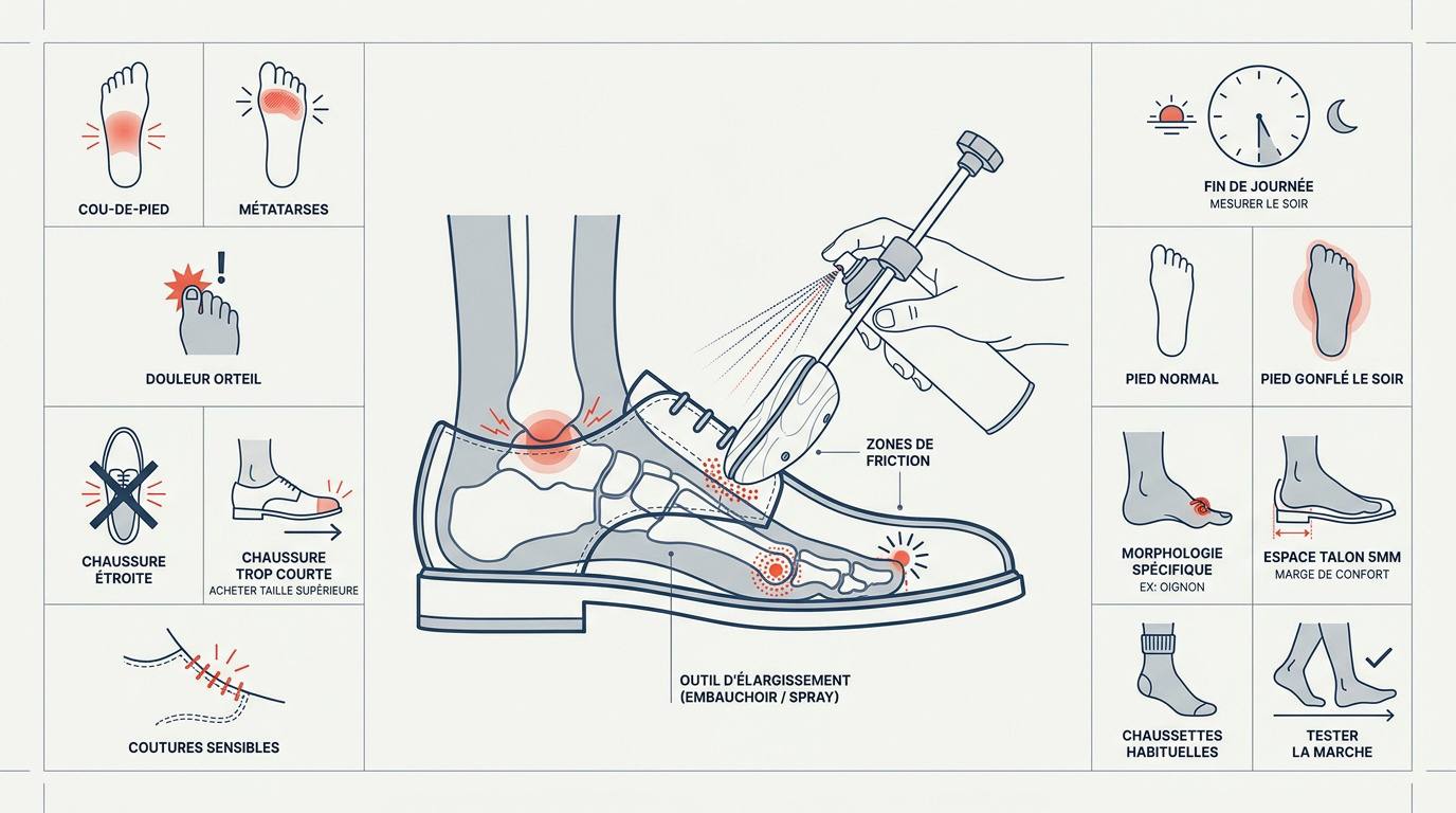 Guide visuel pour l'ajustement des chaussures