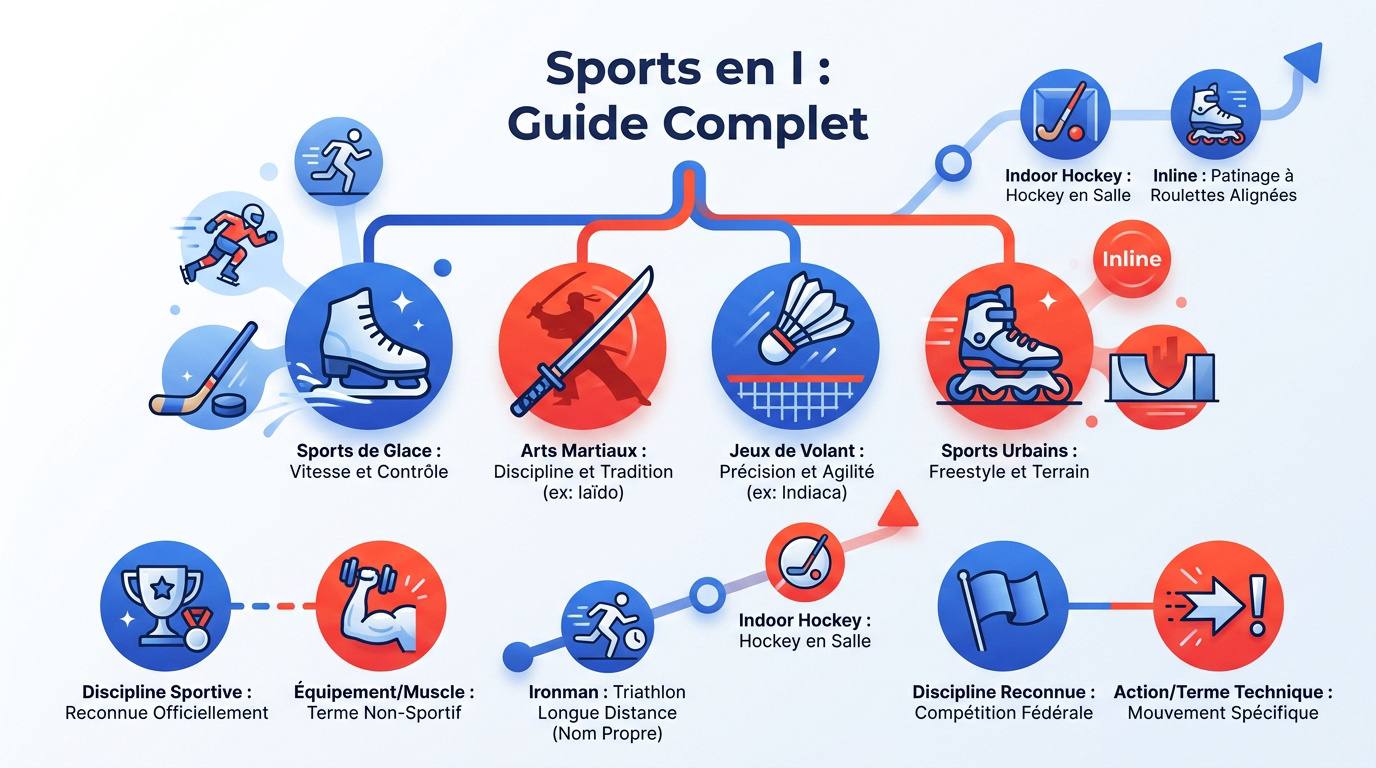 Sélection de sports commençant par la lettre I incluant le hockey et les arts martiaux