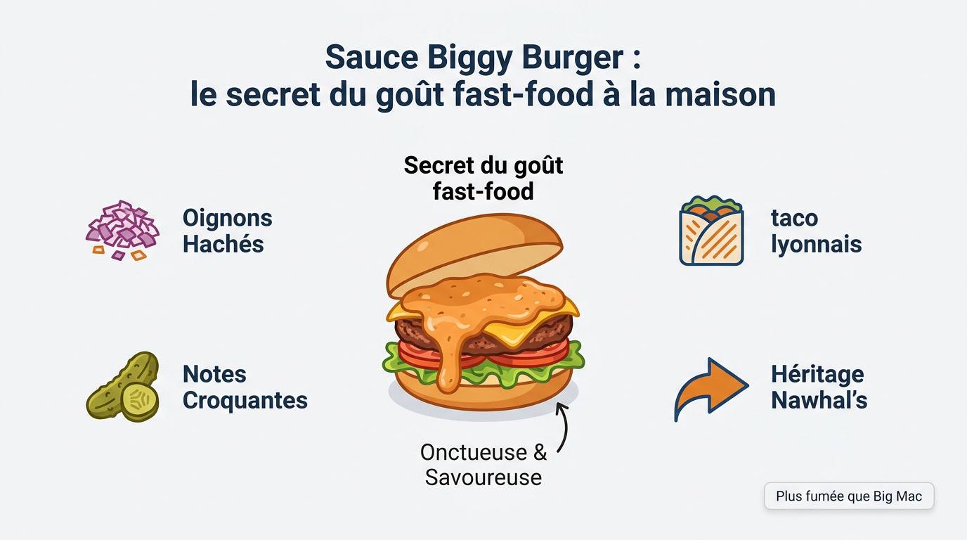 Sauce Biggy Burger onctueuse avec éclats de cornichons et oignons