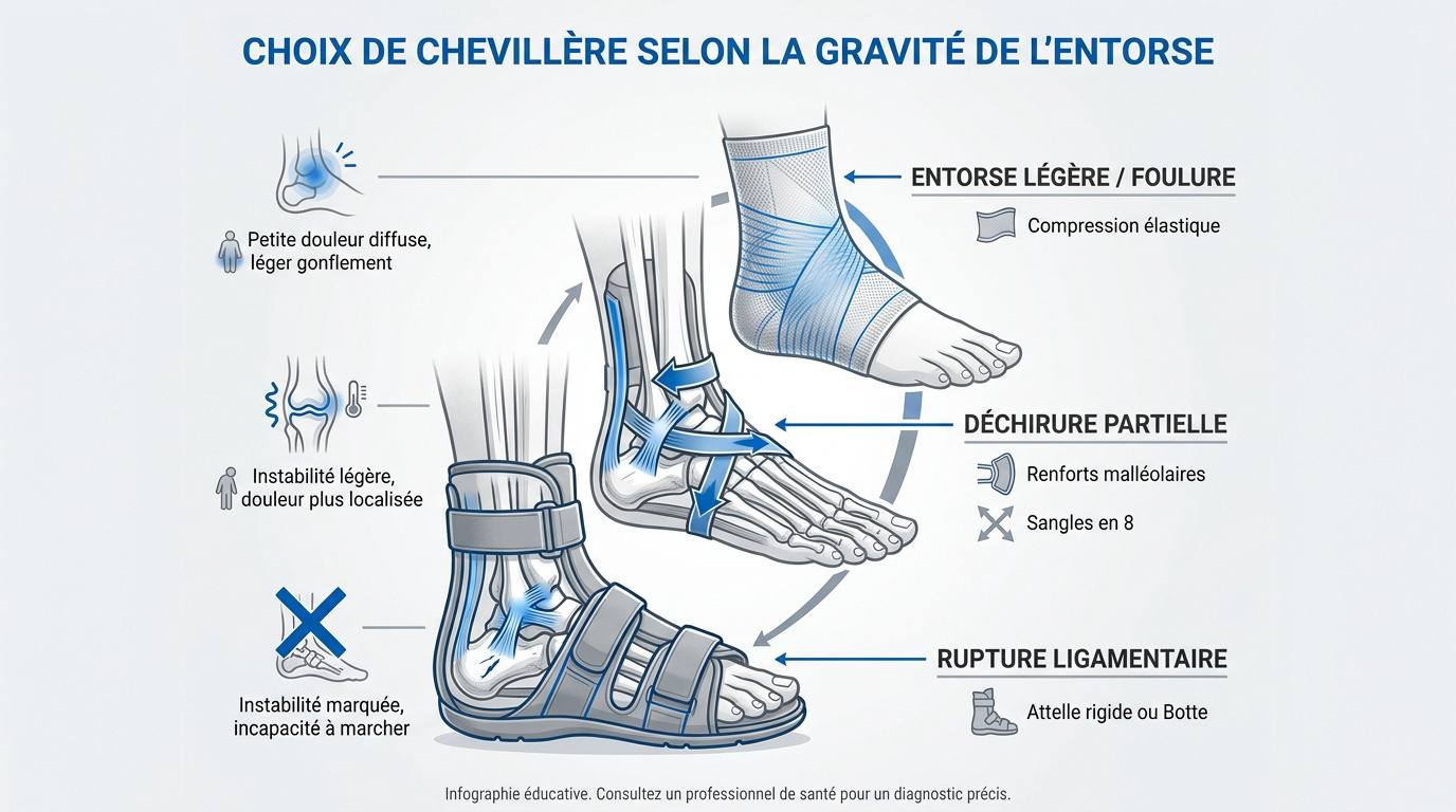 Comparaison des types de chevillères selon le grade de l'entorse
