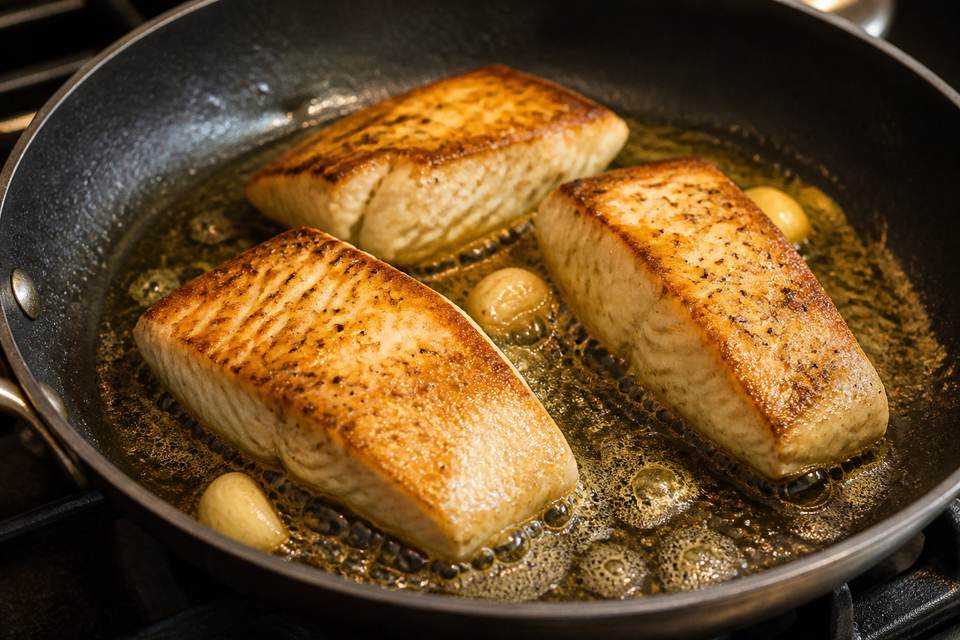 Maîtrise de la cuisson du black bass à la poêle