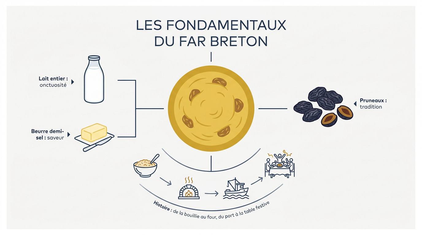 Ingrédients traditionnels pour la préparation d'un far breton authentique