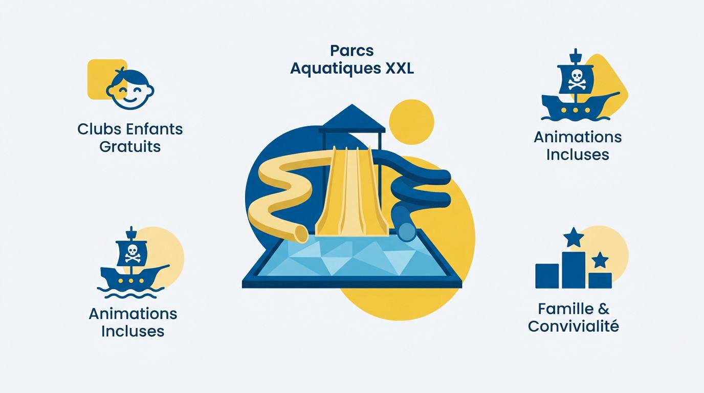 Parc aquatique spectaculaire avec toboggans et piscines dans un camping Marvilla Parks