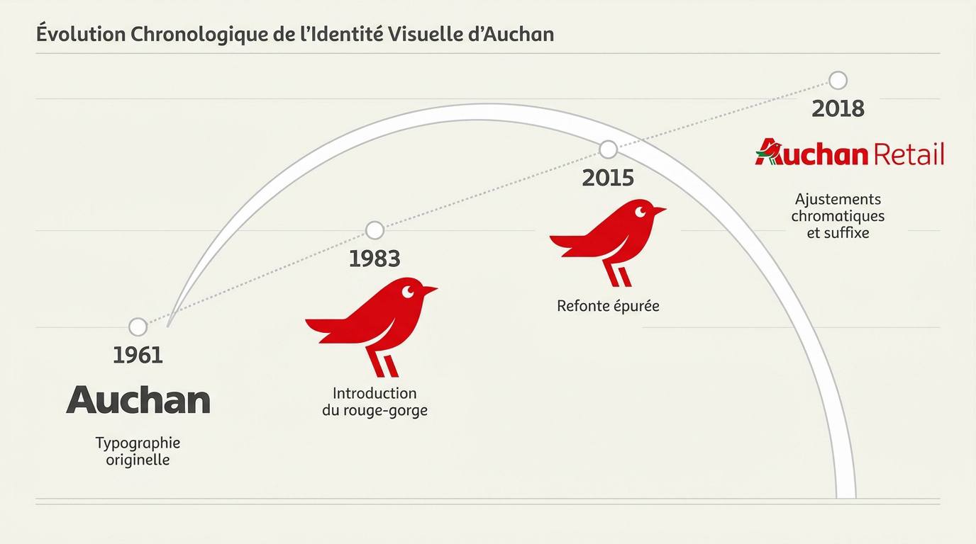 Évolution chronologique des logos Auchan de 1961 à nos jours