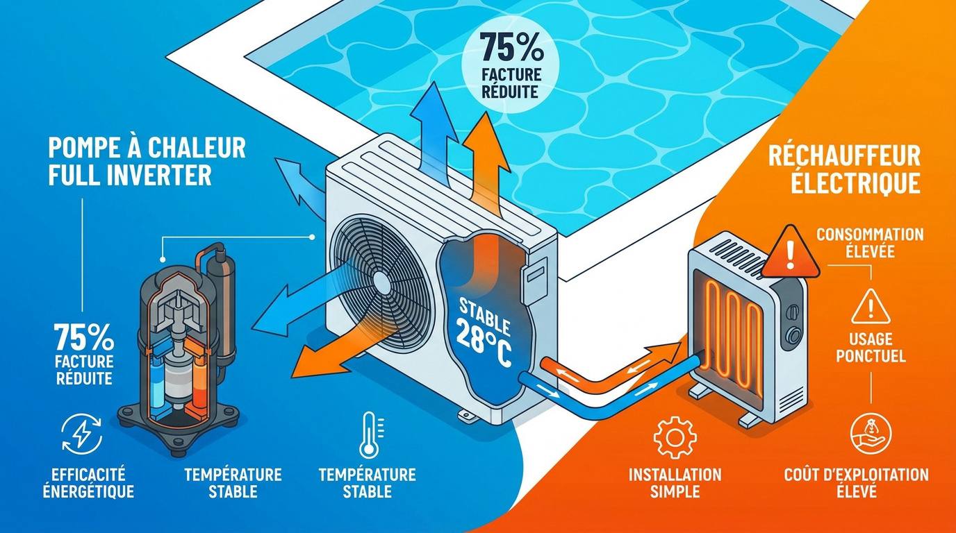 Comparaison pompe à chaleur et réchauffeur électrique