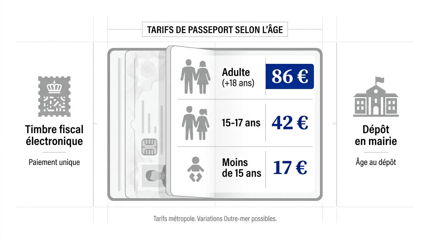 Tableau récapitulatif des prix du passeport français