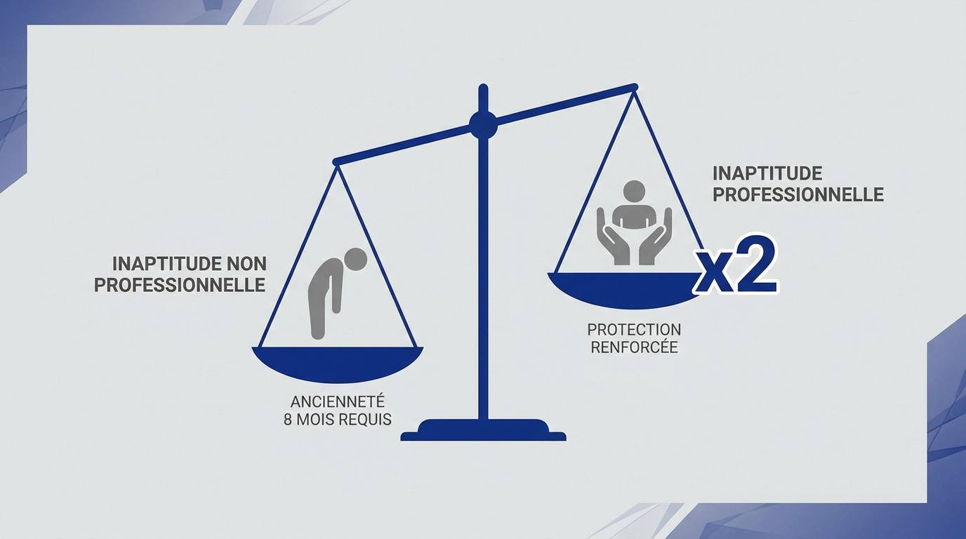 Comparatif inaptitude professionnelle et non professionnelle
