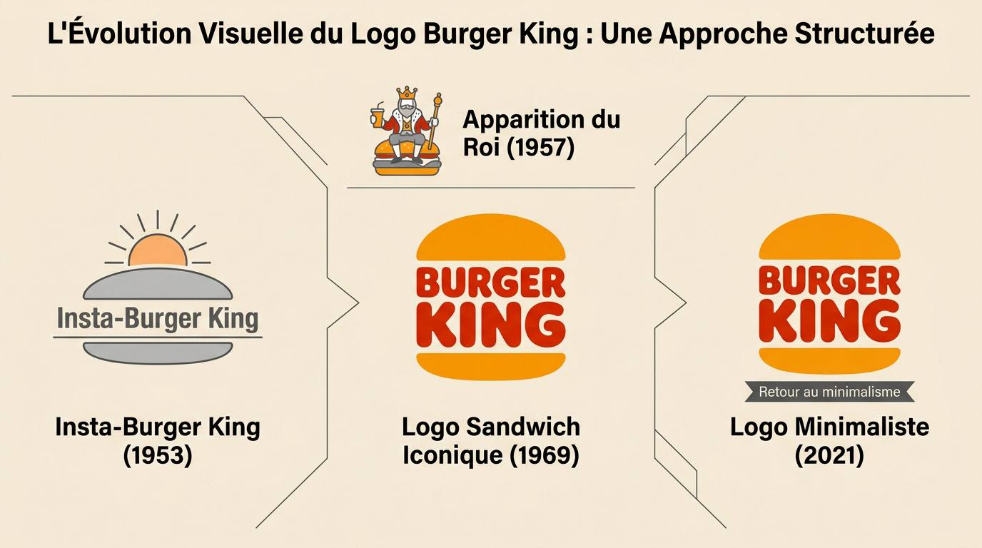 Évolution chronologique du logo Burger King de 1953 à 2021