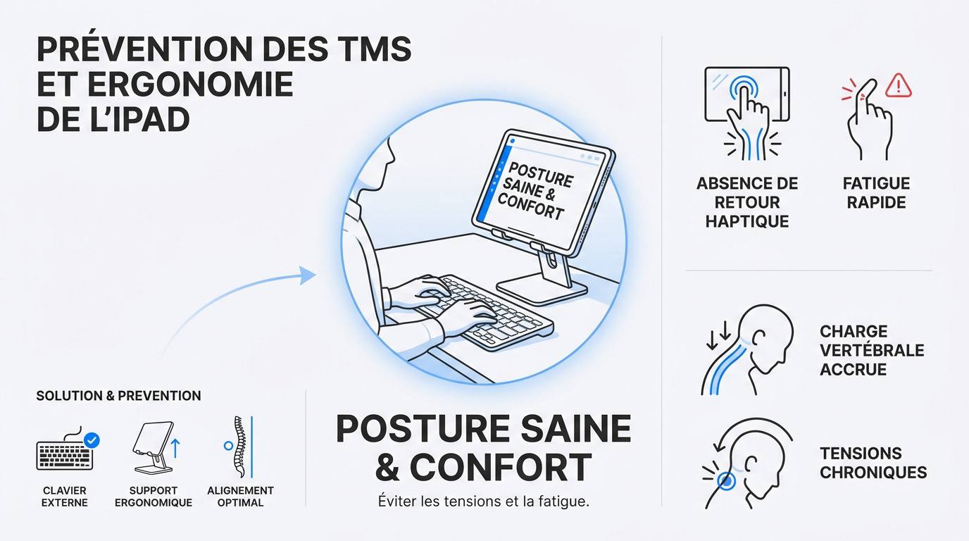 Poste de travail avec iPad surélevé et clavier externe