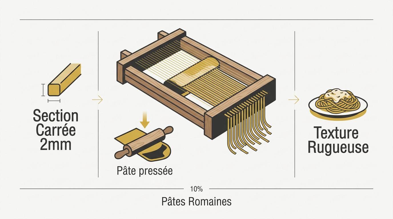Fabrication traditionnelle des tonnarelli avec une chitarra en bois