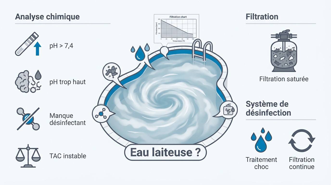 Eau de piscine trouble et laiteuse