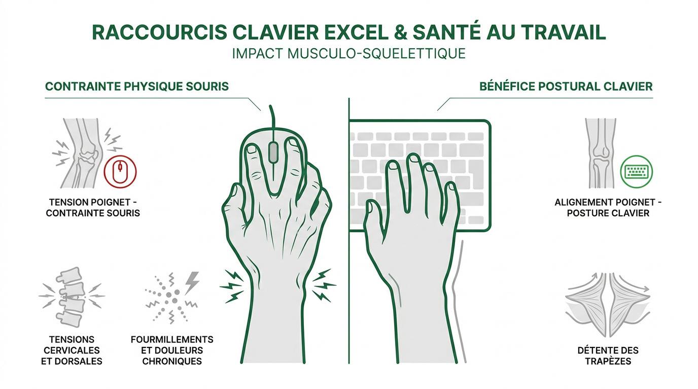Impact des raccourcis clavier Excel sur la prévention des TMS et la santé au travail