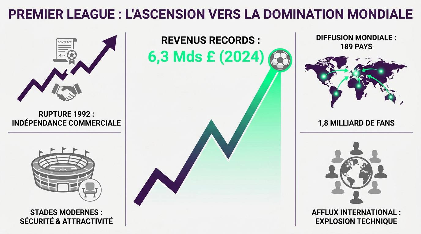 Stade de Premier League moderne rempli de supporters