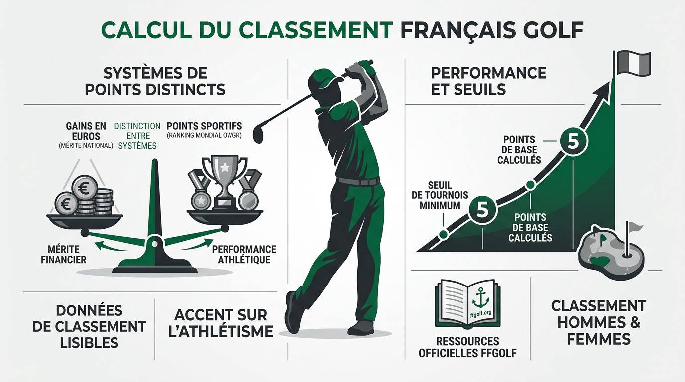 Critères de calcul du classement professionnel de golf en France