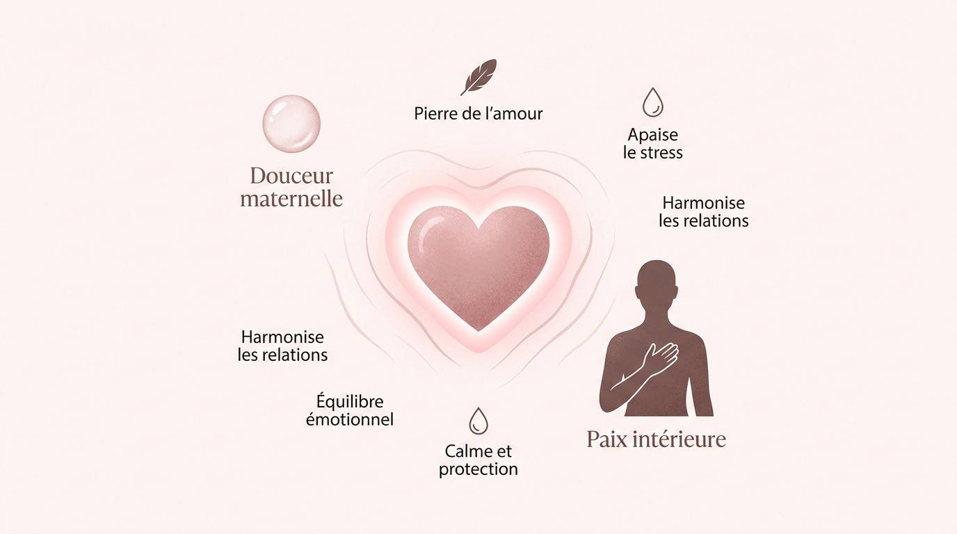 Quartz rose en forme de cœur pour l'équilibre émotionnel