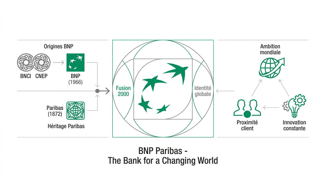Logo BNP Paribas symbolisant la courbe d'envol et la transformation du groupe bancaire