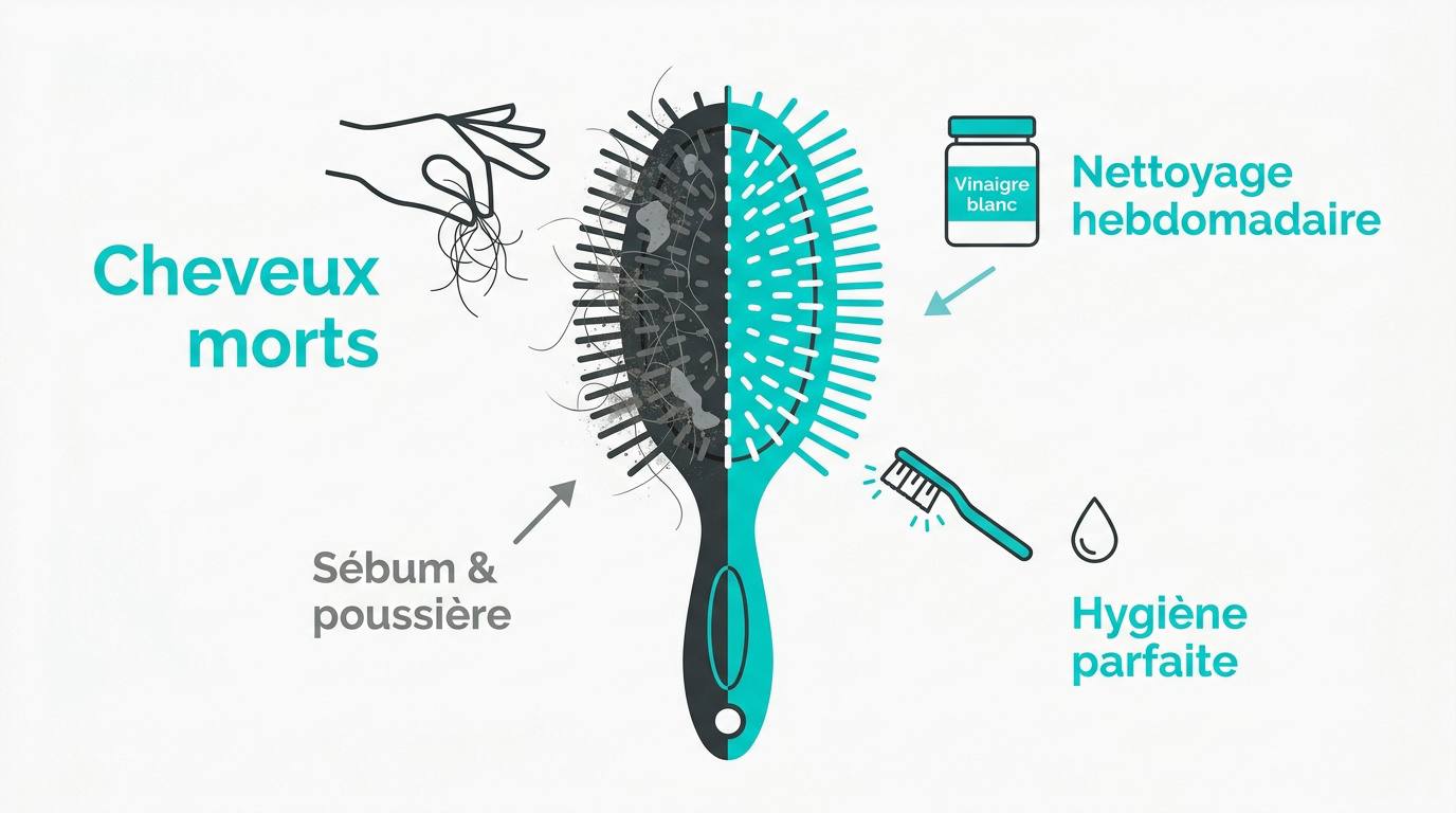 Infographie nettoyage brosse à cheveux