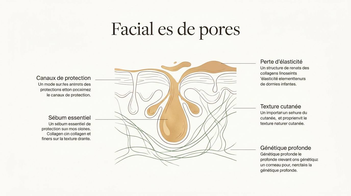 Illustration des pores faciaux et de leurs fonctions biologiques