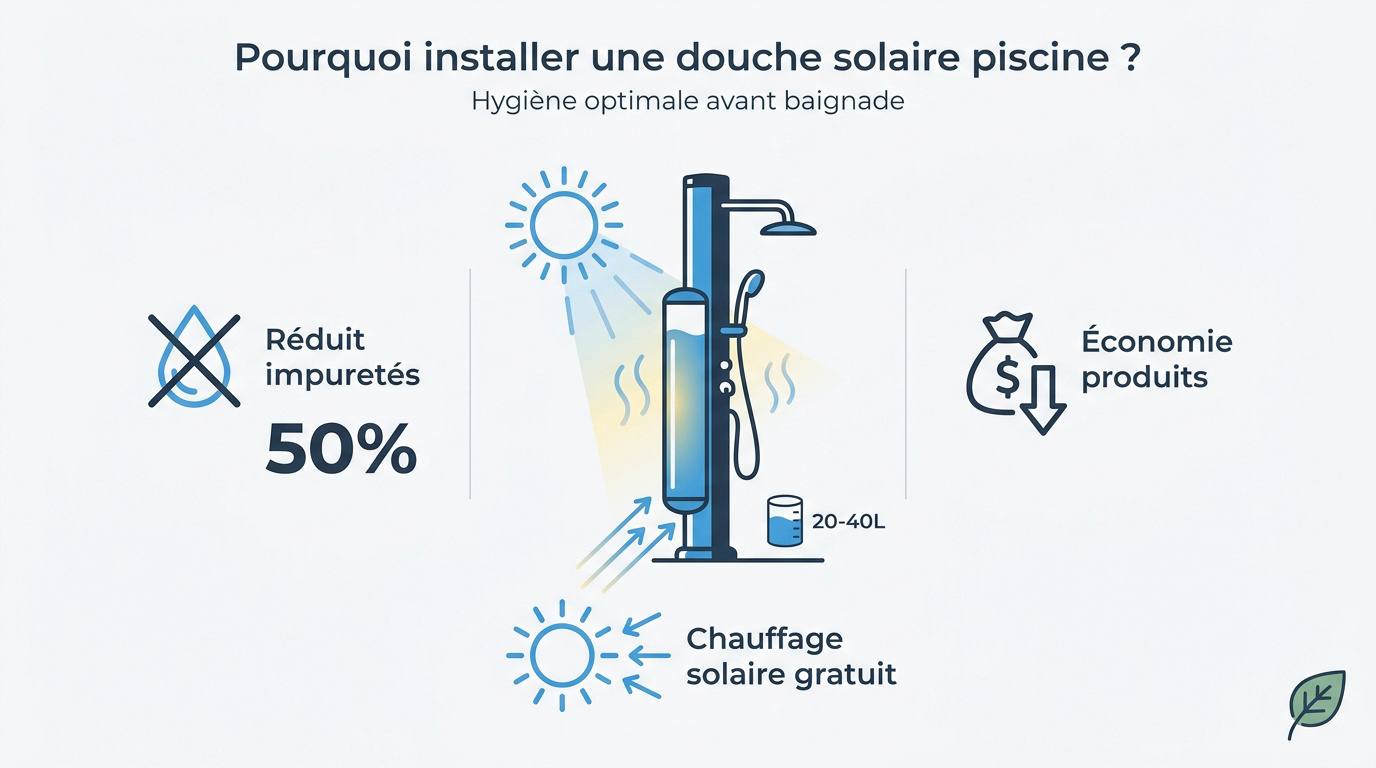 Avantages d'une douche solaire pour l'hygiène et les économies de piscine