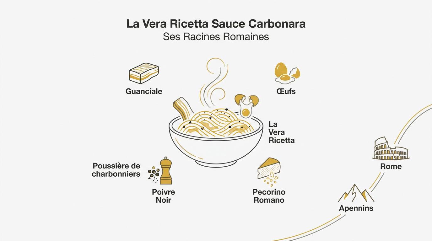 Pâtes à la carbonara traditionnelle avec guanciale et pecorino