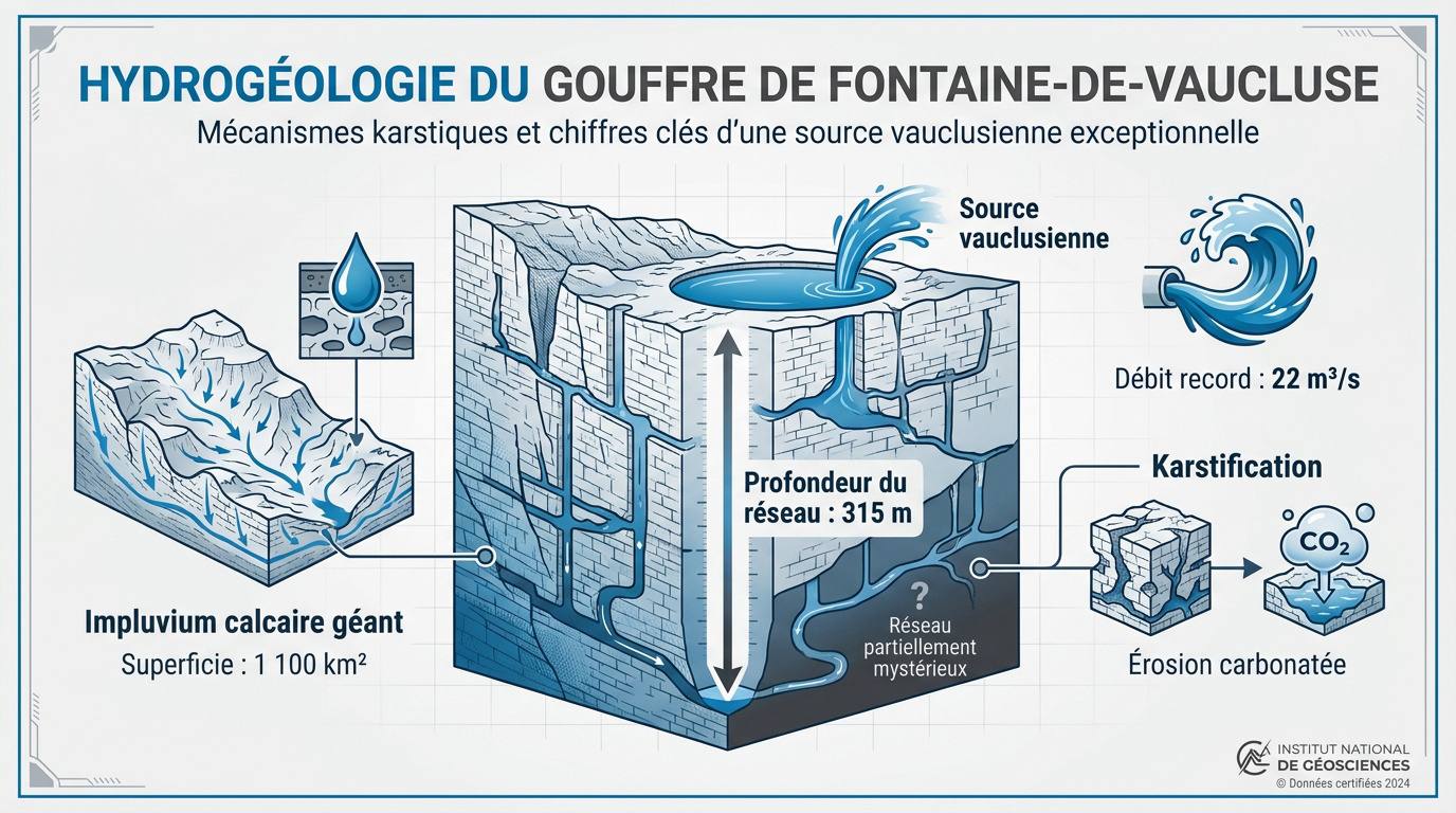Schéma hydrogéologique du gouffre de Fontaine-de-Vaucluse