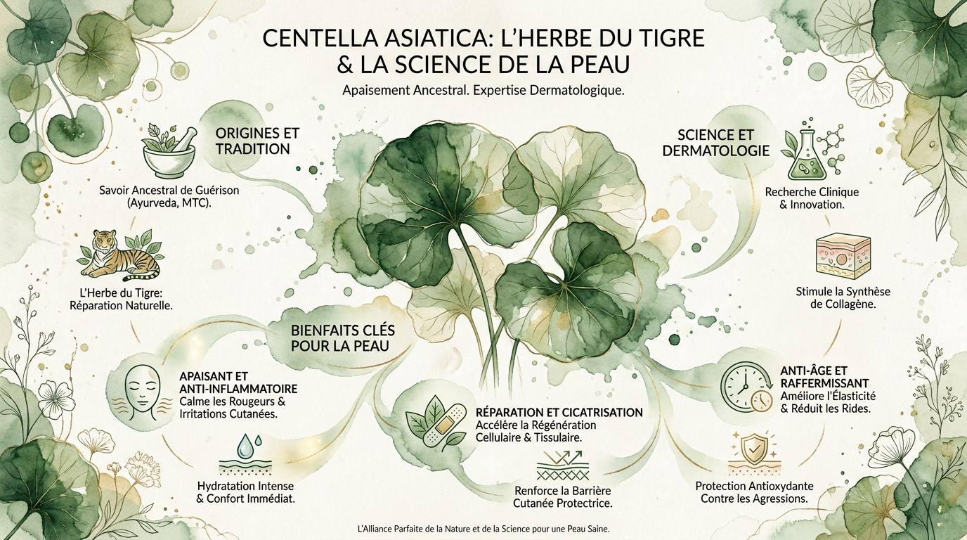 Feuilles de Centella asiatica dans un environnement naturel et scientifique
