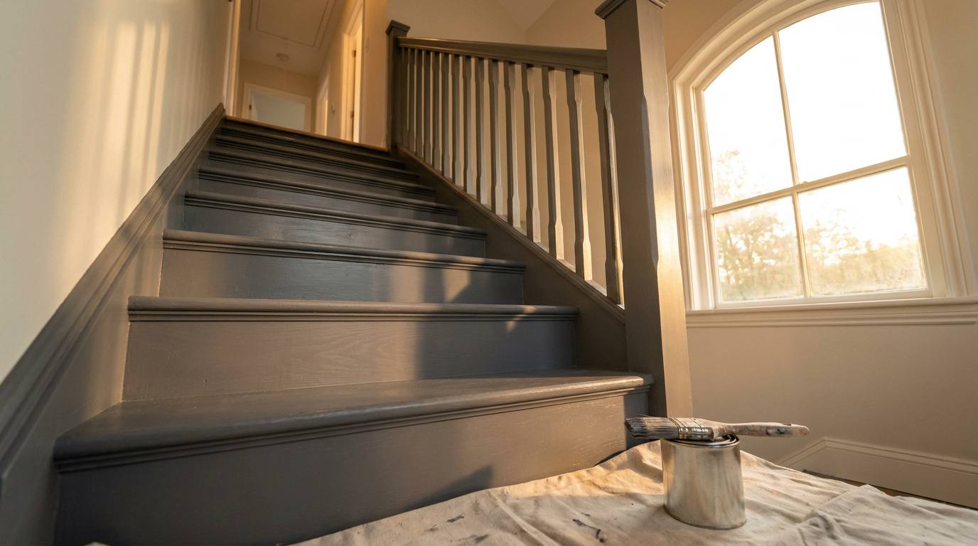 Escalier en bois rénové avec peinture durable