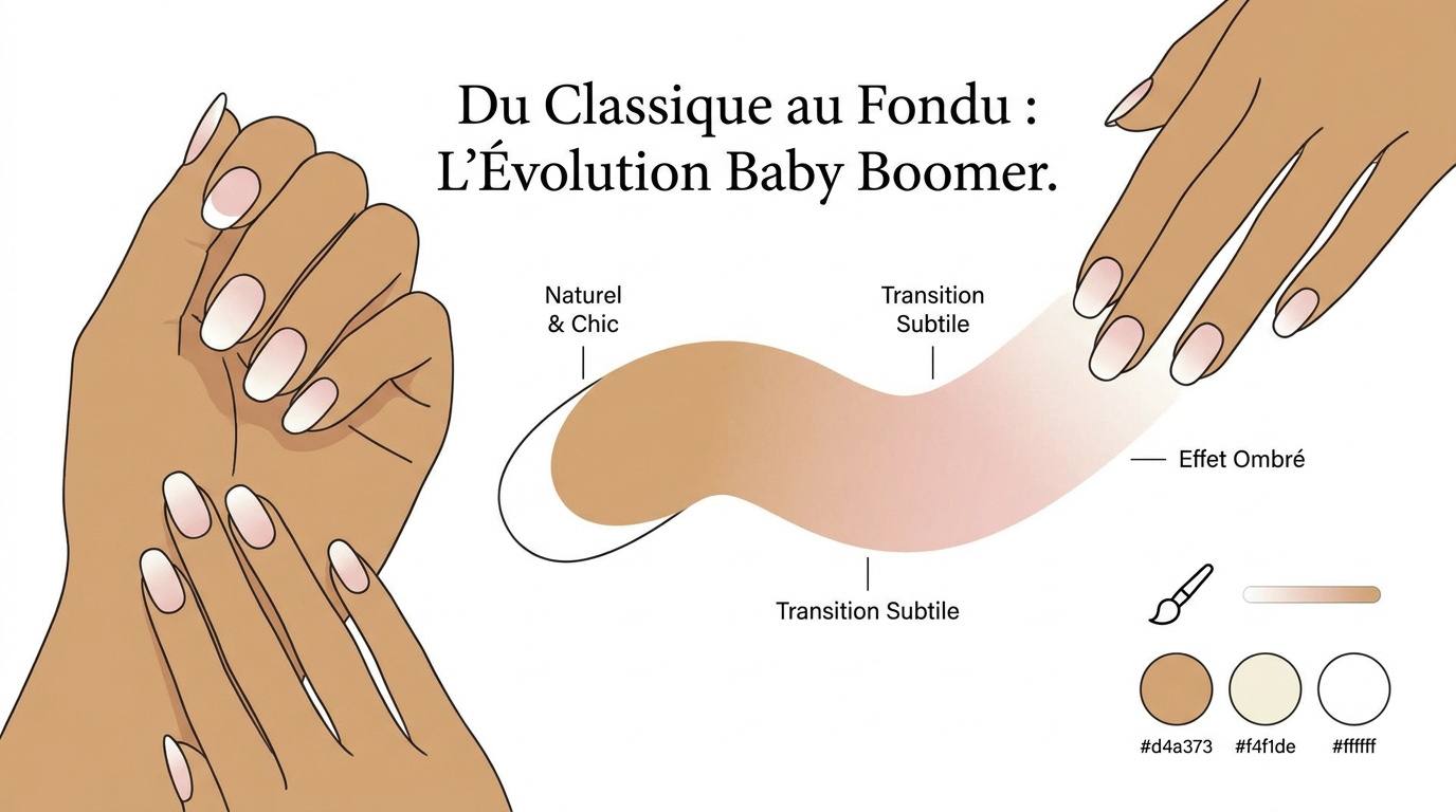 Manucure baby boomer avec dégradé progressif élégant